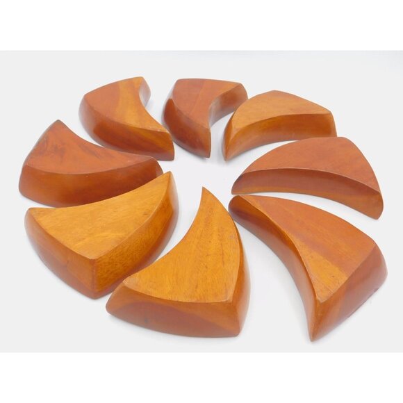 8 Piece Monkey Pod Wooden Set Serving Set Decrotive VINTAGE Hand Carved - Picture 8 of 9